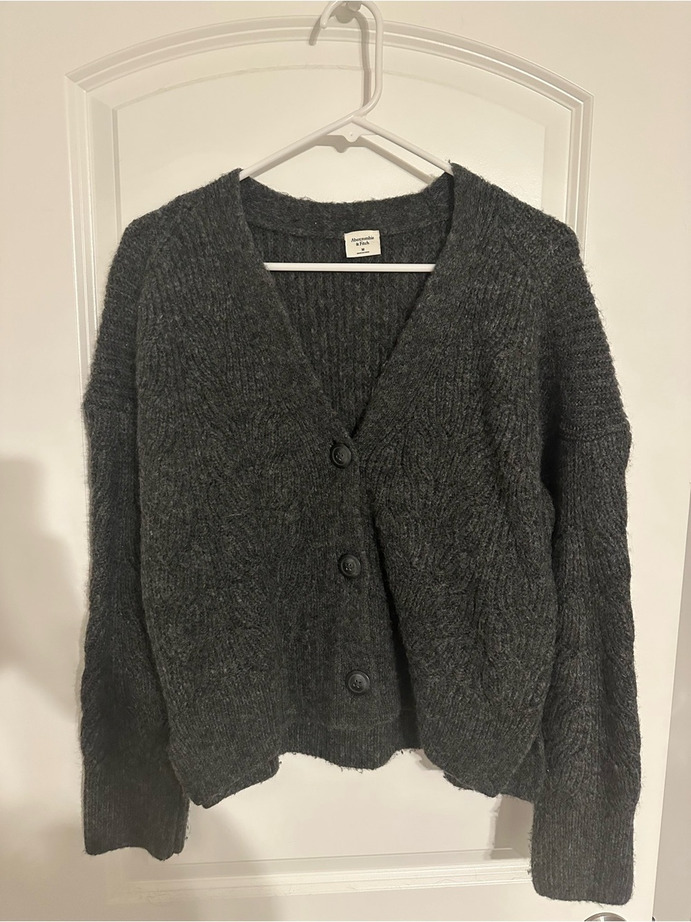 Abercrombie & Fitch Charcoal Button-Up V-Neck Cardigan